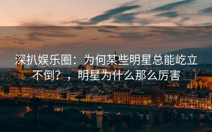 深扒娱乐圈：为何某些明星总能屹立不倒？，明星为什么那么厉害